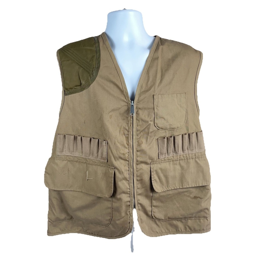 Saf T Bak Vintage Hunting Vest Mens Large Brown Canvas Bird Hunt Game Bag USA